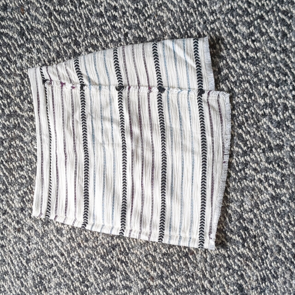 Loft Petite knitted faux wrap skirt, white and multi stripe size 0P